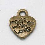 Made with love bedeltjes, brons hartje