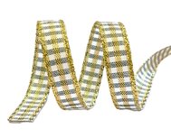 Geruit lint goud groen