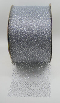 Organza lint glinstering zilver|63mm