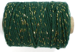 Cotton cord donkergroen/goud