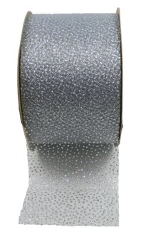 Organza lint glinstering zilver|63mm