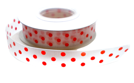 Organza stippen lint rood-16mm