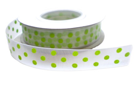 Organza stippen lint groen-16mm