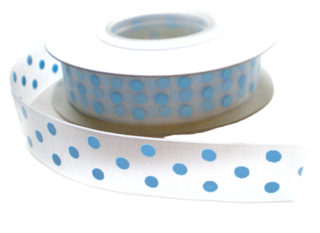 Organza stippen lint blauw-16mm