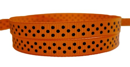 Grosgrain stippenlint oranje zwart