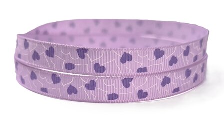 Lila hartjes lint grosgrain