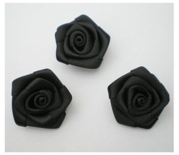 Zwarte roos satijn, 25mm