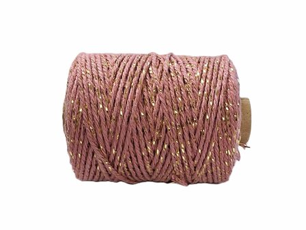 Cotton cord darkroze/goud
