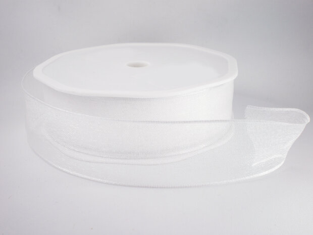 Organza lint met draad wit