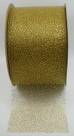 Organza lint glinstering goud|63mm