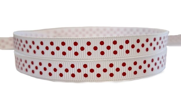 grosgrain stippenlint wit rood