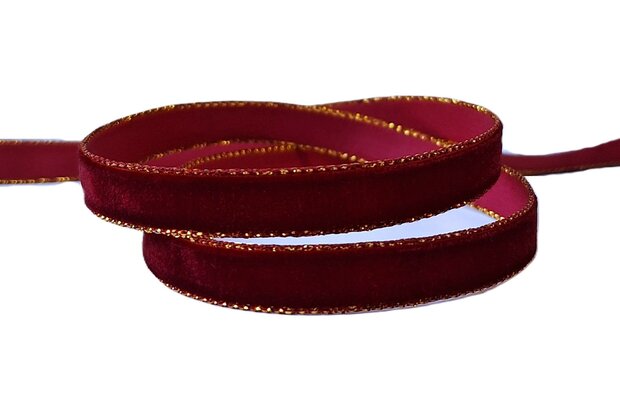 Fluweel lint bordeaux goud