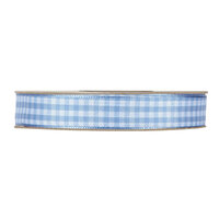 Geruit lint lichtblauw,10mm