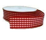 Rood geruit lint 25mm