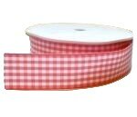 Roze geruit lint 25mm