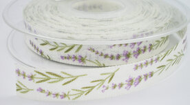 Lavendel lint wit 15mm