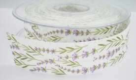 Lavendel lint wit 25mm