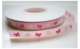 Lichtroze strikjes-hartjes lint 3mtr