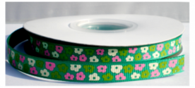 Groen pretty flowers lint, 17mm
