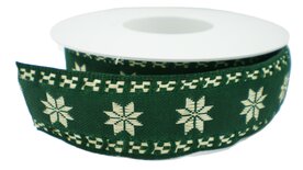 kerst ster geweven lint groen/wit