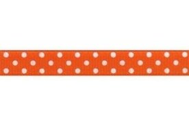 Stippen lint oranje/wit-16mtr