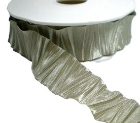 Plisse satijnlint taupe