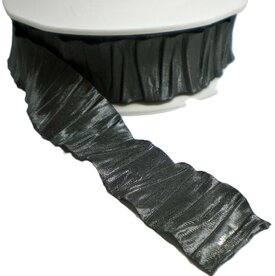 Plisse satijnlint, antraciet 