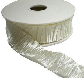 Plisse satijnlint ivoor