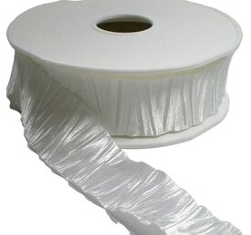 Plisse satijnlint wit