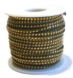 Suède veter mosgroen met goud studs