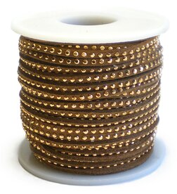 Suède veter bruin met goud studs