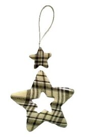 Beige scot geruite sterren tags