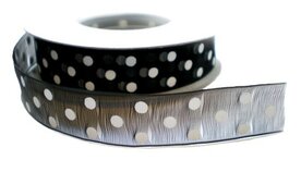 Zwart organza stippen lint