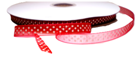 Rood organza stippenlint