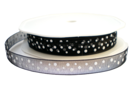 Zwart stipjes lint 10mm