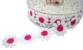 Margriet band wit/fuchsia