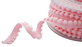 Pompom band lichtroze smal
