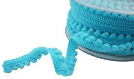 Pompom band turquoise smal