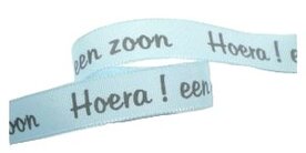 Hoera een zoon lint, lichtblauw 