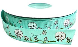 Schaapjes lint turquoise ,16mm