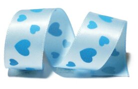 Blauw hartjes lint, 16mm