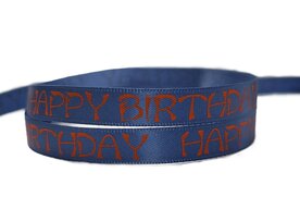 Happy birthday lint blauw/oranje