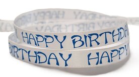 Happy birthday lint wit/blauw