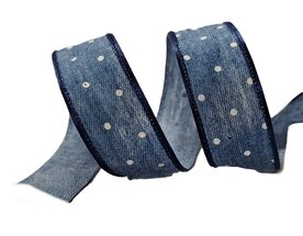 Jeans lint met witte stipjes