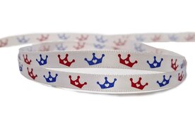 Lint met kroontjes rood blauw