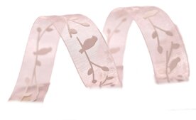 Birdie organza lint  Lichtroze ,15 mm