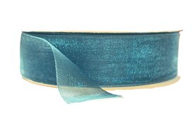 Organza lint donker turquoise 25mm