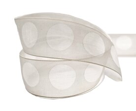 Grijs organza lint met dots