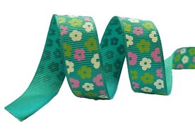 Groen pretty flowers lint, 16 mm