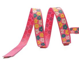 Roze pretty flowers lint, 10 mm